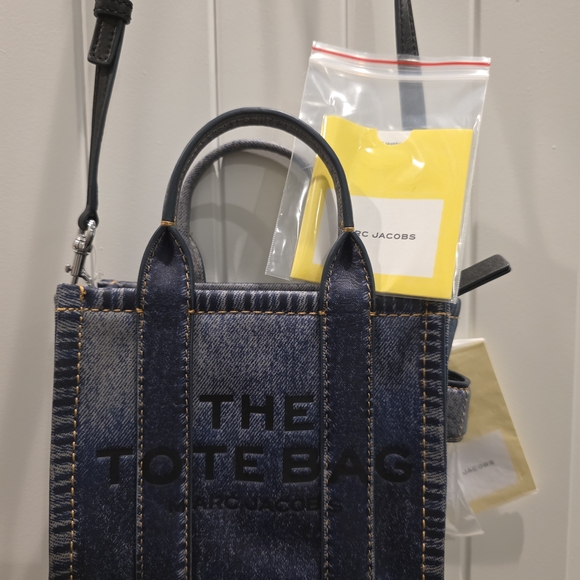 Marc Jacobs Blue Denim Leather "The Tote Bag" Mini Limited Edition - New! - Picture 3 of 6